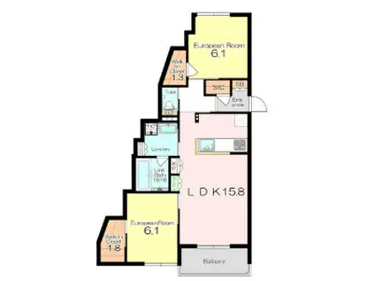山田1丁目マンション(2LDK/2階)の間取り写真