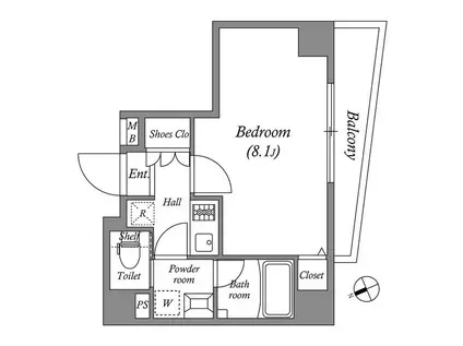 ディアレイシャス新蒲田(1K/2階)の間取り写真