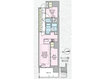 ラグゼナ八王子寺町(1SLDK/15階)の間取り写真