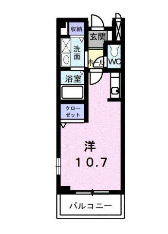 エスポワール土居B(ワンルーム/2階)の間取り写真