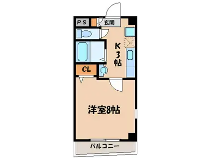 リヴランクワトロ(1K/2階)の間取り写真