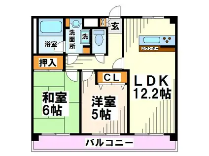 アヴニール小澤 当社管理物件(2LDK/2階)の間取り写真