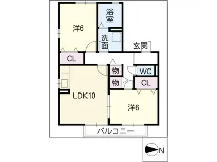 サニーハウスエコー(2LDK/2階)の間取り写真