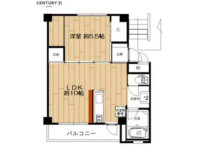 ビレッジハウス小野田第二2号棟(1LDK/2階)の間取り写真