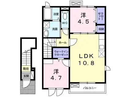 ピュアメゾン(2LDK/2階)の間取り写真
