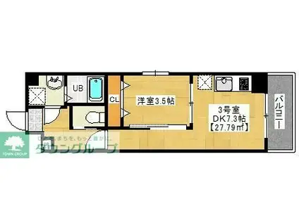 GRAZIE船橋(1DK/2階)の間取り写真