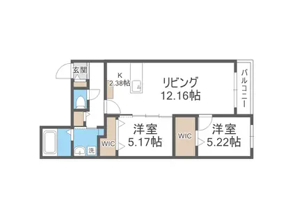 ビッグレジデンス北32条(2LDK/2階)の間取り写真