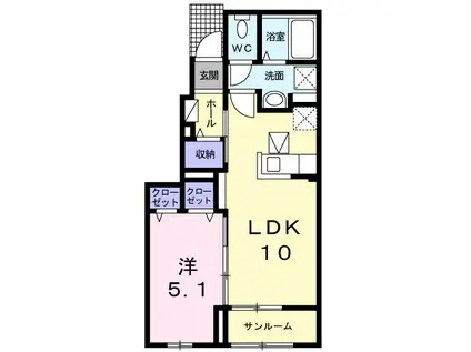 キュートレジデンスA(1LDK/1階)の間取り写真