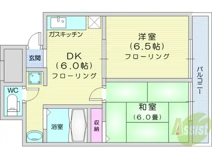 パストラル大和町(2DK/2階)の間取り写真