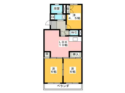 リバーサイド富士(3LDK/1階)の間取り写真