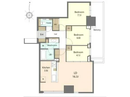 大崎ステーションレジデンス(3LDK/29階)の間取り写真