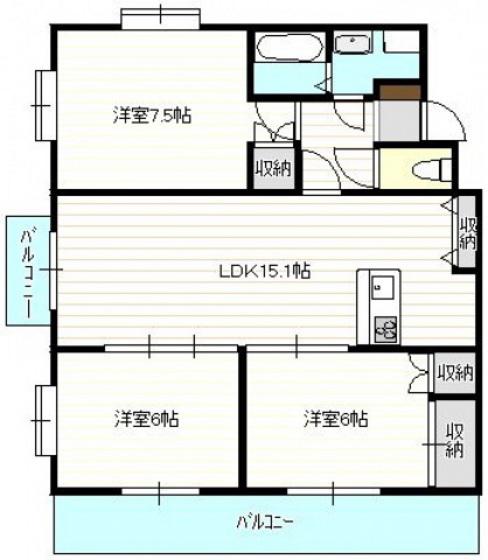 スカイビュー高須台(3LDK/3階)の間取り写真