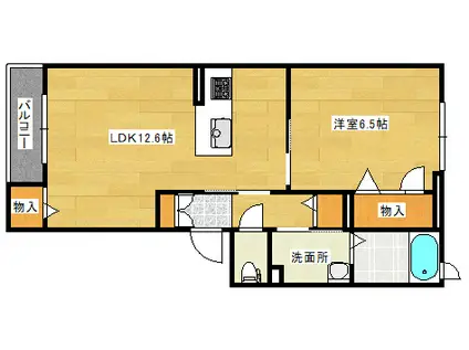 ベレオ東雲本町(1LDK/2階)の間取り写真