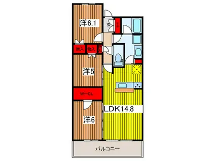 大宮スカイ&スクエア ザ・タワー(3LDK/7階)の間取り写真