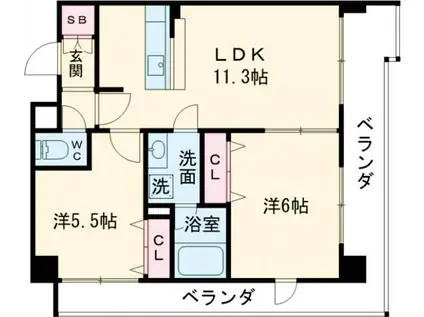 プレステージ10番館(2LDK/4階)の間取り写真