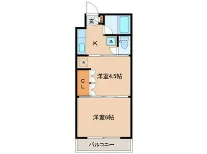 イーグルハイツ高松(2K/4階)の間取り写真