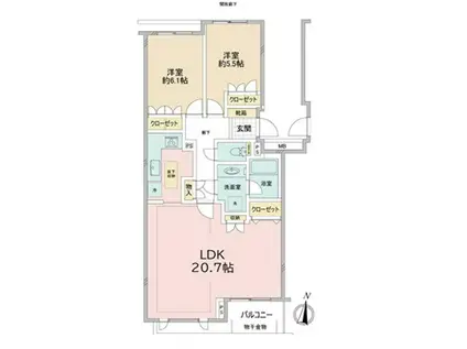 氷川台ヒルズ(2LDK/4階)の間取り写真