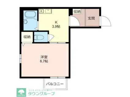 ブルーアース(1K/2階)の間取り写真