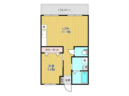 那覇市小禄マンション(1LDK/1階)の間取り写真