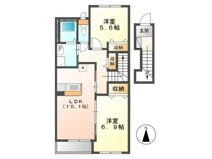 レヴァータ ドルチェ(2LDK/2階)の間取り写真