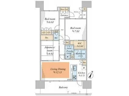 サングランデ公津の杜グレイスA棟(3LDK/6階)の間取り写真