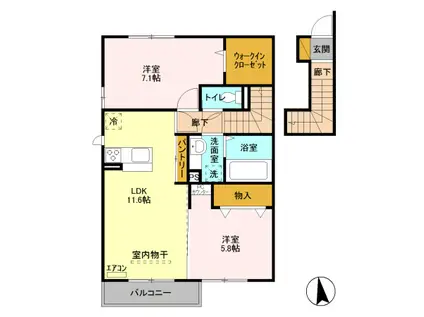 サダル・スウド B(2LDK/2階)の間取り写真