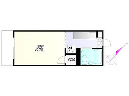 ハイツオカモト(1K/2階)の間取り写真