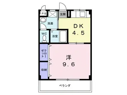 リードハイツ(1DK/4階)の間取り写真