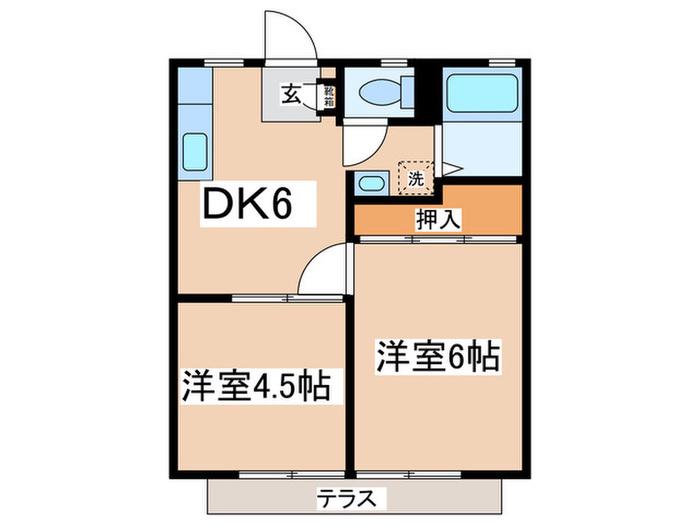リバ-サイド清水(2DK/1階)の間取り写真