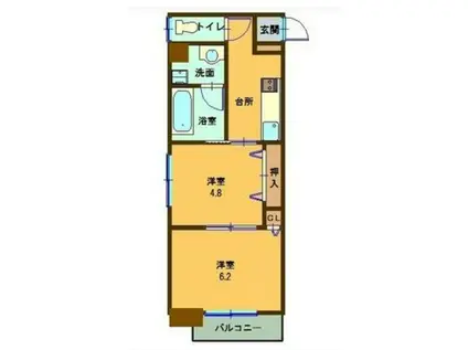 アミスタ―東島田(2K/6階)の間取り写真