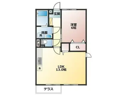 ランドリバーハイツI(1LDK/2階)の間取り写真