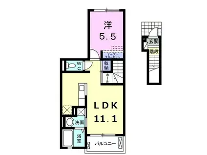 モンテ ソプラ(1LDK/2階)の間取り写真