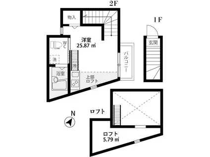 GREEN TAKE(ワンルーム/2階)の間取り写真