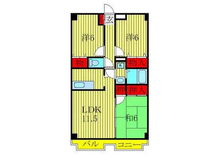 ラフィネ西都賀(3LDK/4階)の間取り写真