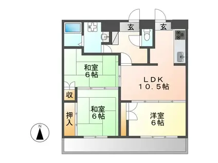 アミティヤスダ(3LDK/6階)の間取り写真