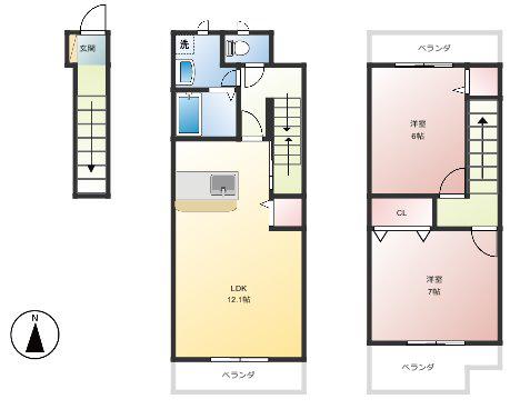 グリーンパーク(2LDK/1階)の間取り写真