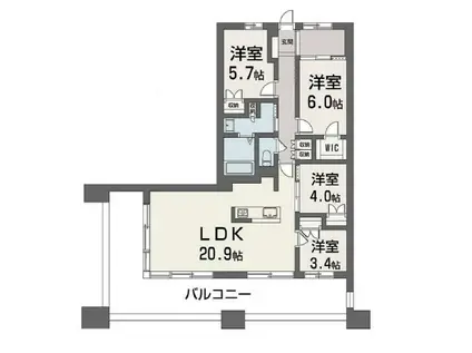 NUDGEONE.照葉(4LDK/5階)の間取り写真