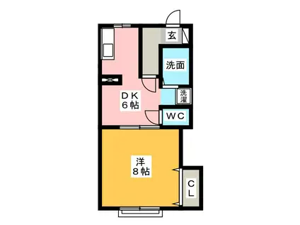 サニーヒル駅北(1DK/1階)の間取り写真