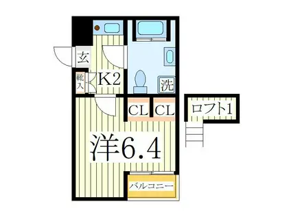 BONHEUR(1K/1階)の間取り写真