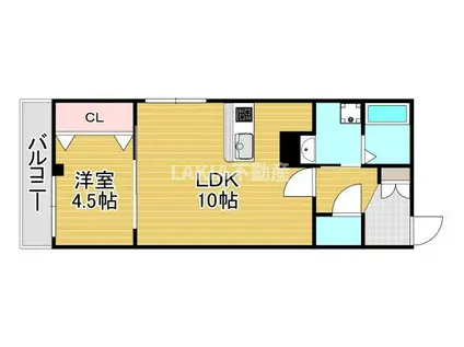 ラ・フェリシア東中浜(1LDK/2階)の間取り写真