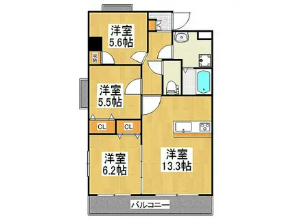 グランドレジデンス(3LDK/4階)の間取り写真