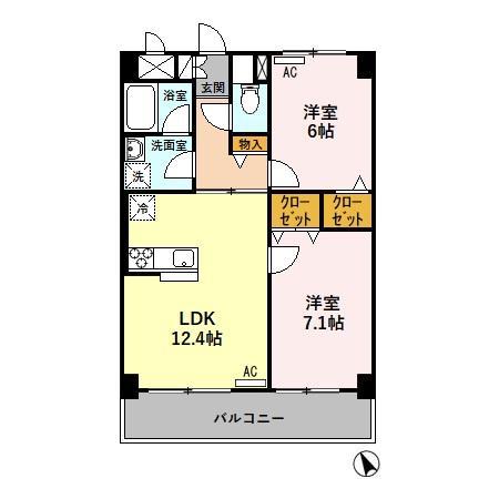 BELLEDEMEURE長良(2LDK/2階)の間取り写真
