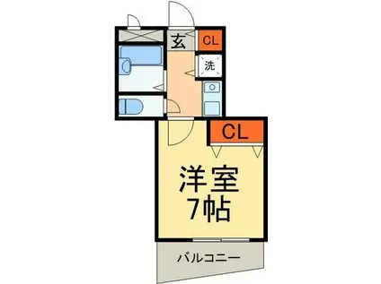 煉瓦館イースト FACE(1K/3階)の間取り写真