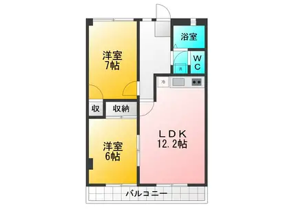 扇山レジデンス(2LDK/2階)の間取り写真