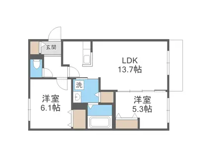 フローリス(2LDK/3階)の間取り写真