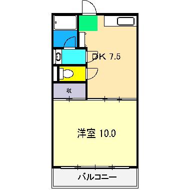 シルキーハイツ(1DK/3階)の間取り写真