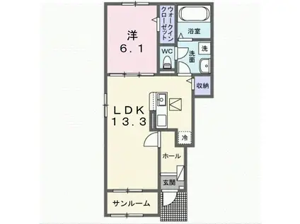 けやきレジデンスα(1LDK/1階)の間取り写真