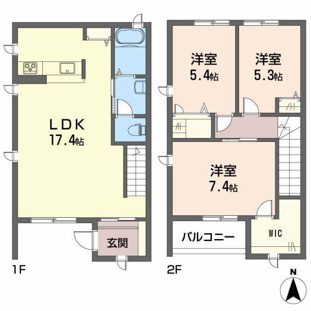 エターナルコート B棟(3LDK/1階)の間取り写真