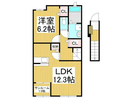 セレノアント(1LDK/2階)の間取り写真