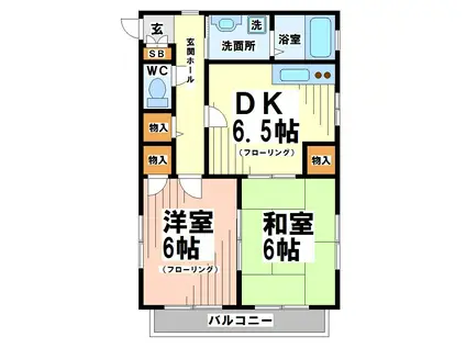 サプリーム(2DK/1階)の間取り写真